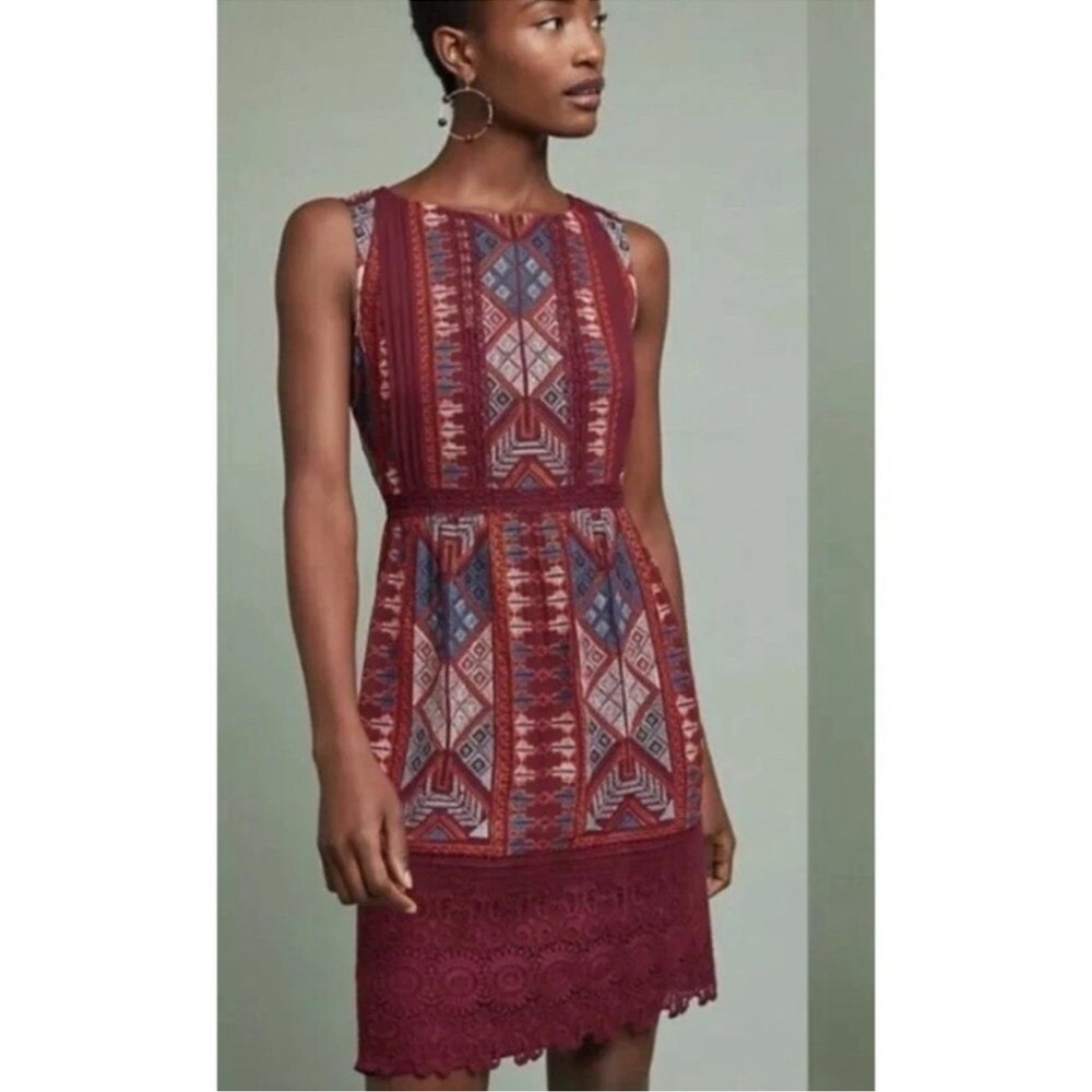 Anthropologie Akemi + Kin Beaumier Embroidered Crochet Lace Shift Dress 6